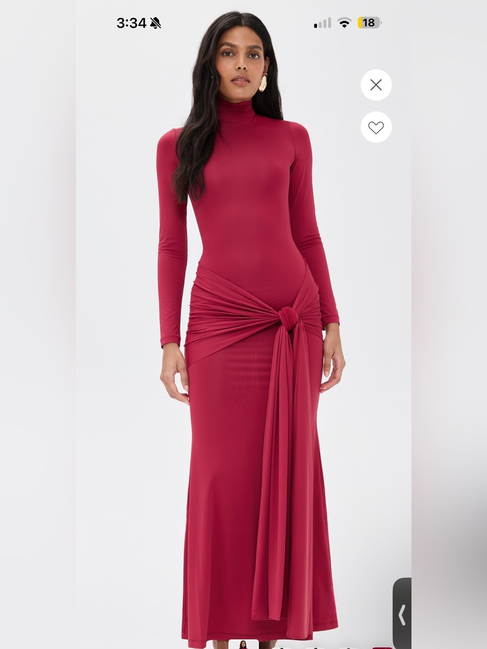 Bardot Wine Red Long Sleeve Maxi Dress with Side Knot